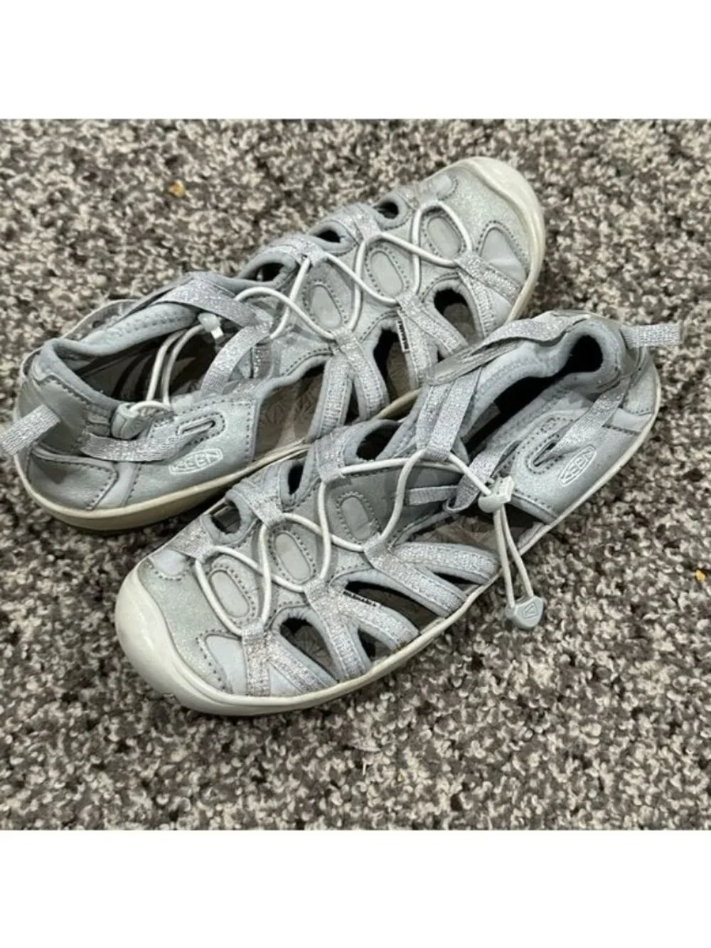 Keen Silver Grey Adjustable Athletic Sandals Youth Size 5 Durable Comfy Sport Sh